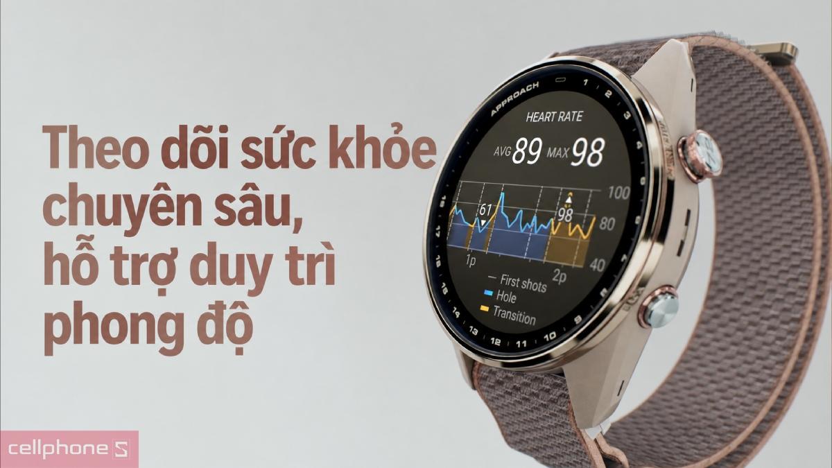 Đồng hồ thông minh Garmin Approach S72 43mm theo dõi nhịp tim, SpO2, căng thẳng, giấc ngủ và Body Battery