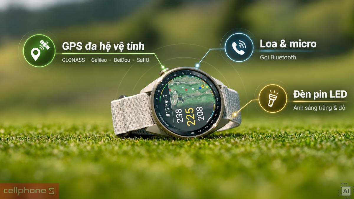 Đồng hồ thông minh Garmin Approach S72 43mm hỗ trợ GPS cùng các hệ thống GLONASS, Galileo, BeiDou và SatIQ