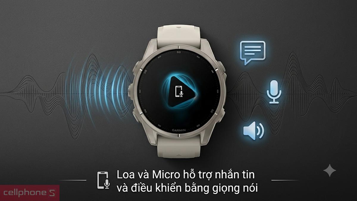 Garmin Fenix 9 tích hợp loa và microphone hỗ trợ gọi và điều khiển bằng giọng nói