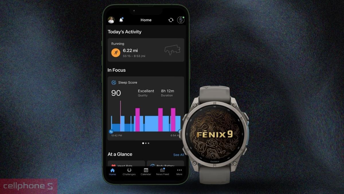 Nhập mã xác thực hoàn tất ghép nối đồng hồ thông minh Garmin Fenix 9 viền xám Carbon DLC