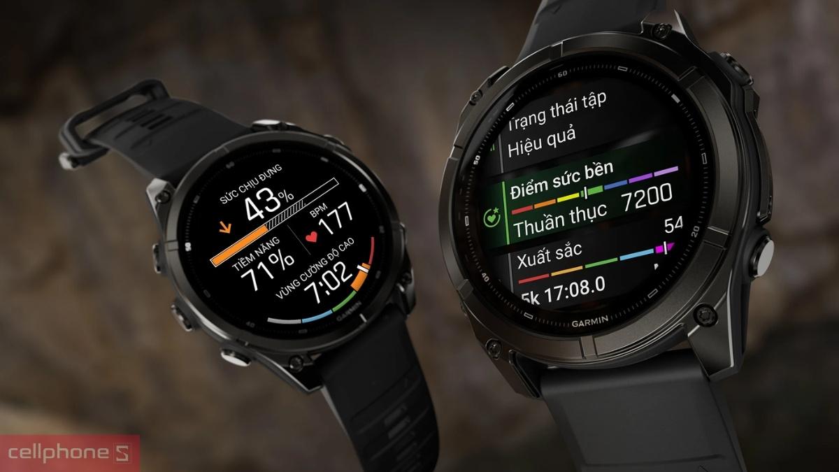 Mặt kính Sapphire bền bỉ trên đồng hồ thông minh Garmin Fenix 9 viền xám Carbon DLC