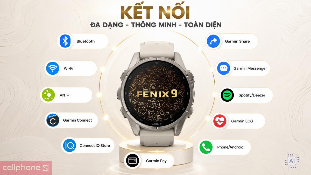 Garmin Fenix 9 với hệ sinh thái kết nối và nhiều tiện ích thông minh