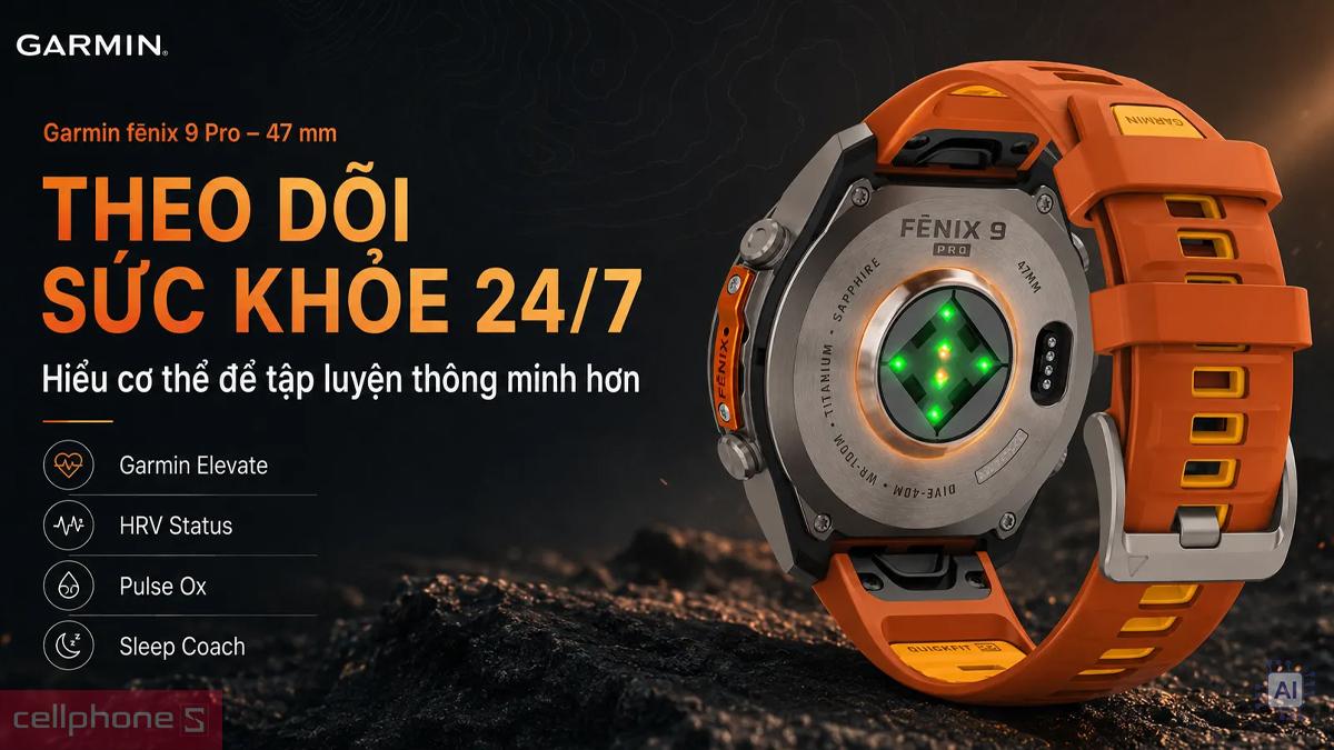 Garmin Fenix 9 Pro với đa dạng chức năng theo dõi sức khỏe và thể chất