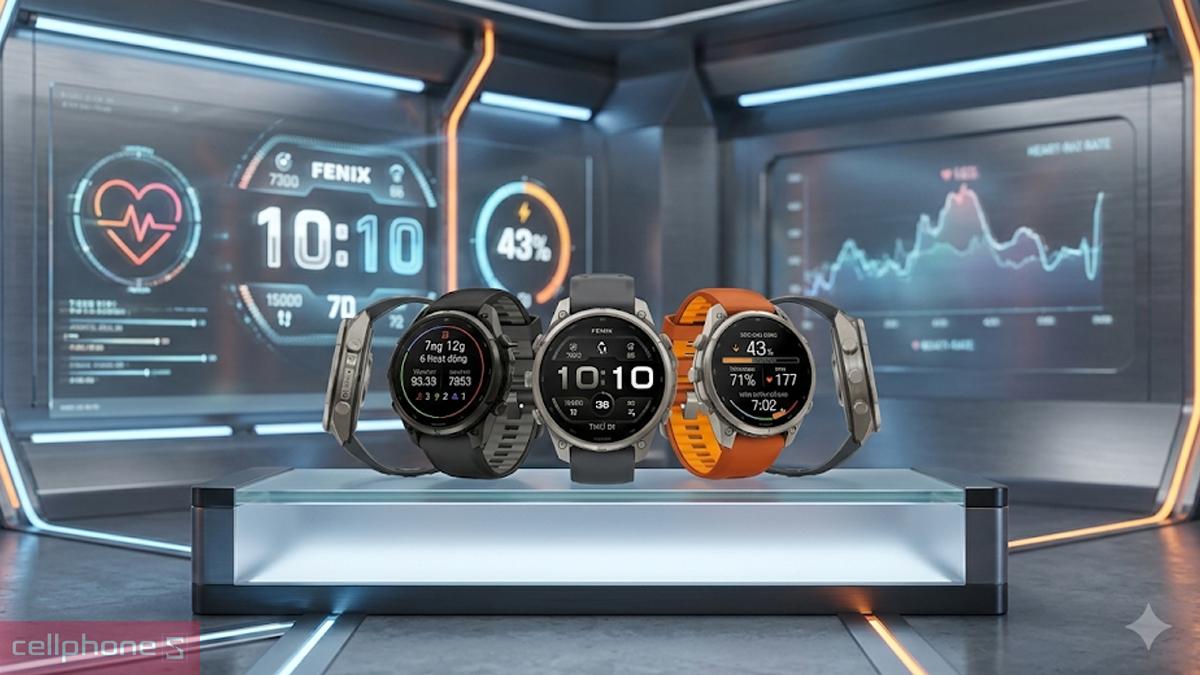Garmin Fenix 9 Pro có ba kích thước 43mm, 47mm và 51mm