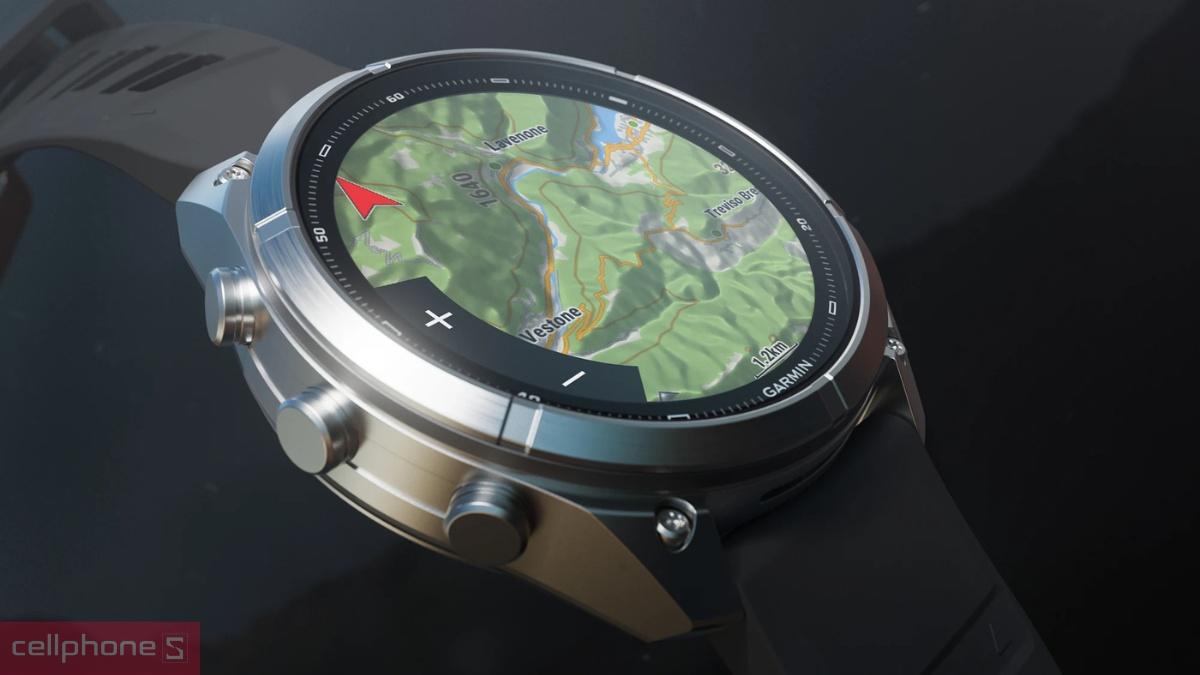 Mặt kính của đồng hồ thông minh Garmin Fenix 9 Pro viền Titanium xám Carbon