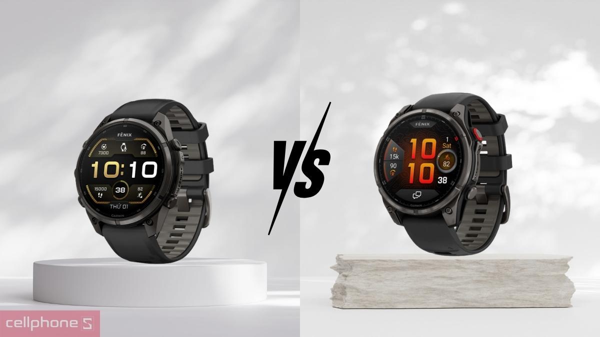 So sánh đồng hồ thông minh Garmin Fenix 9 Pro viền Titanium xám Carbon với đời trước