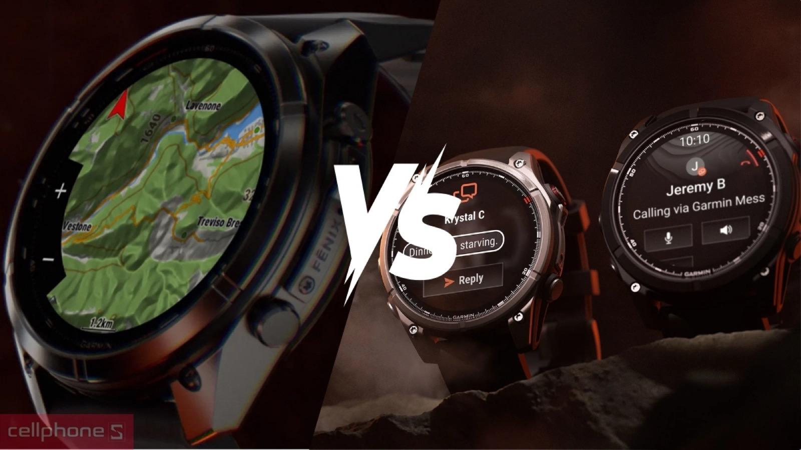 So sánh đồng hồ thông minh Garmin Fenix 9 Pro Solar với Garmin Fenix 8 Pro