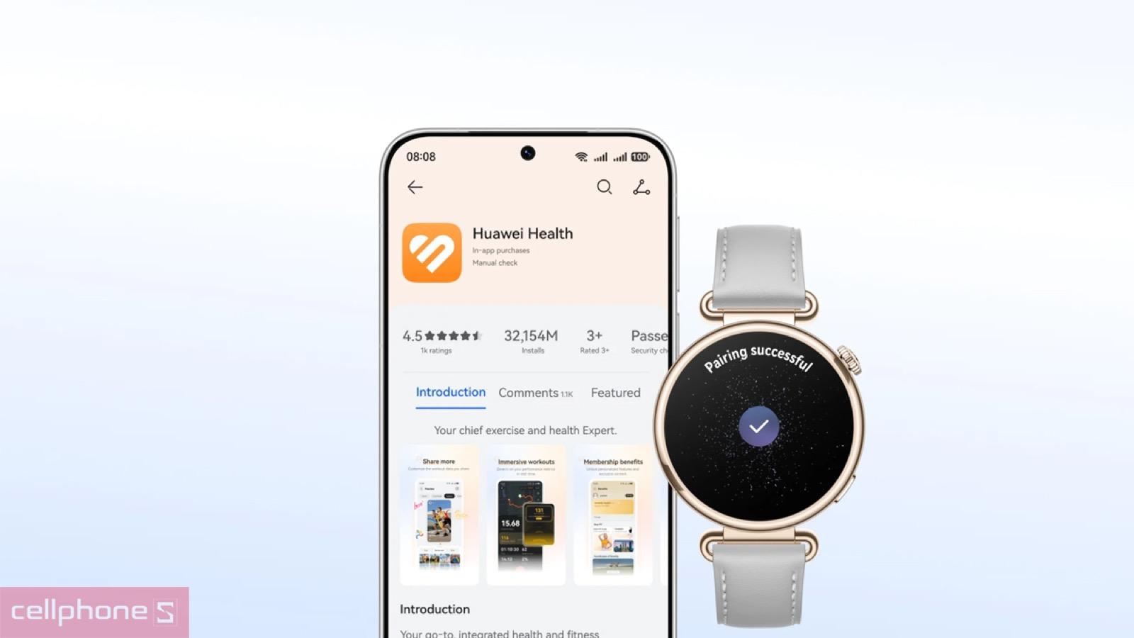 Đồng hồ thông minh Huawei Watch GT 7 ghép nối điện thoại qua HUAWEI Sức khỏe