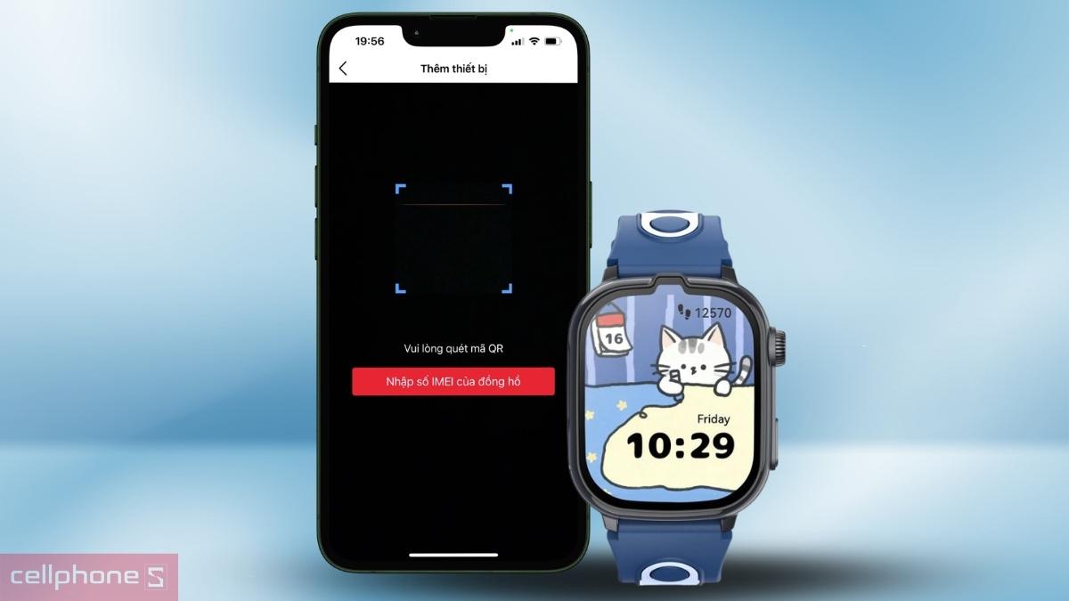 Quét mã QR để ghép đôi đồng hồ thông minh trẻ em Kieslect Qualy Plus 4G