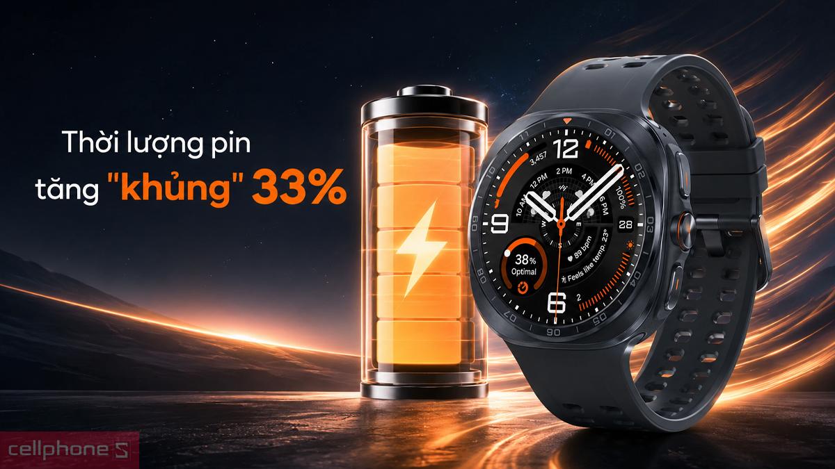 Thời lượng pin Samsung Galaxy Watch Ultra 2 tăng 33% so với thế hệ trước