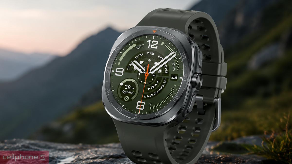 Thiết kế mặt vuông bo tròn cổ điển của Samsung Galaxy Watch Ultra 2
