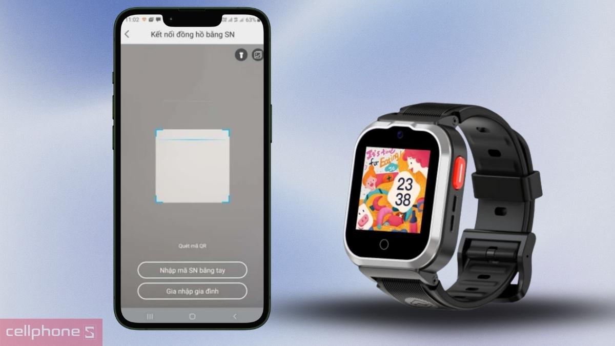 Quét mã QR trên đồng hồ Masstel Smart Hero Neo để kết nối với ứng dụng Masstel Hero