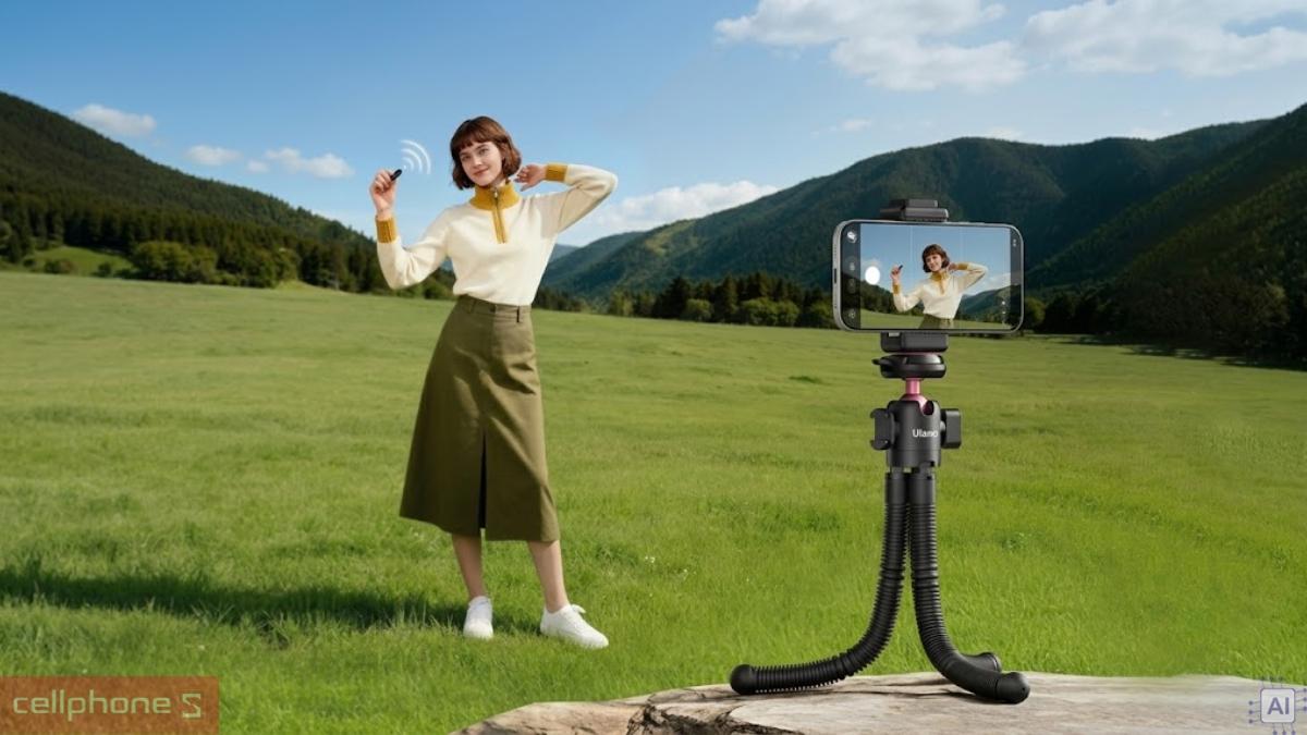 Điều khiển từ xa 10m của gậy chụp ảnh tripod Ulanzi Bạch Tuộc MT91 giúp chụp ảnh