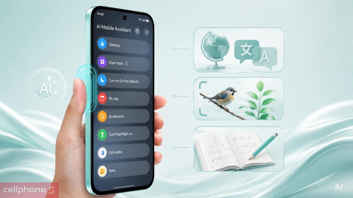 Nút Trợ Lý AI giúp truy cập nhanh các tiện ích thông minh
