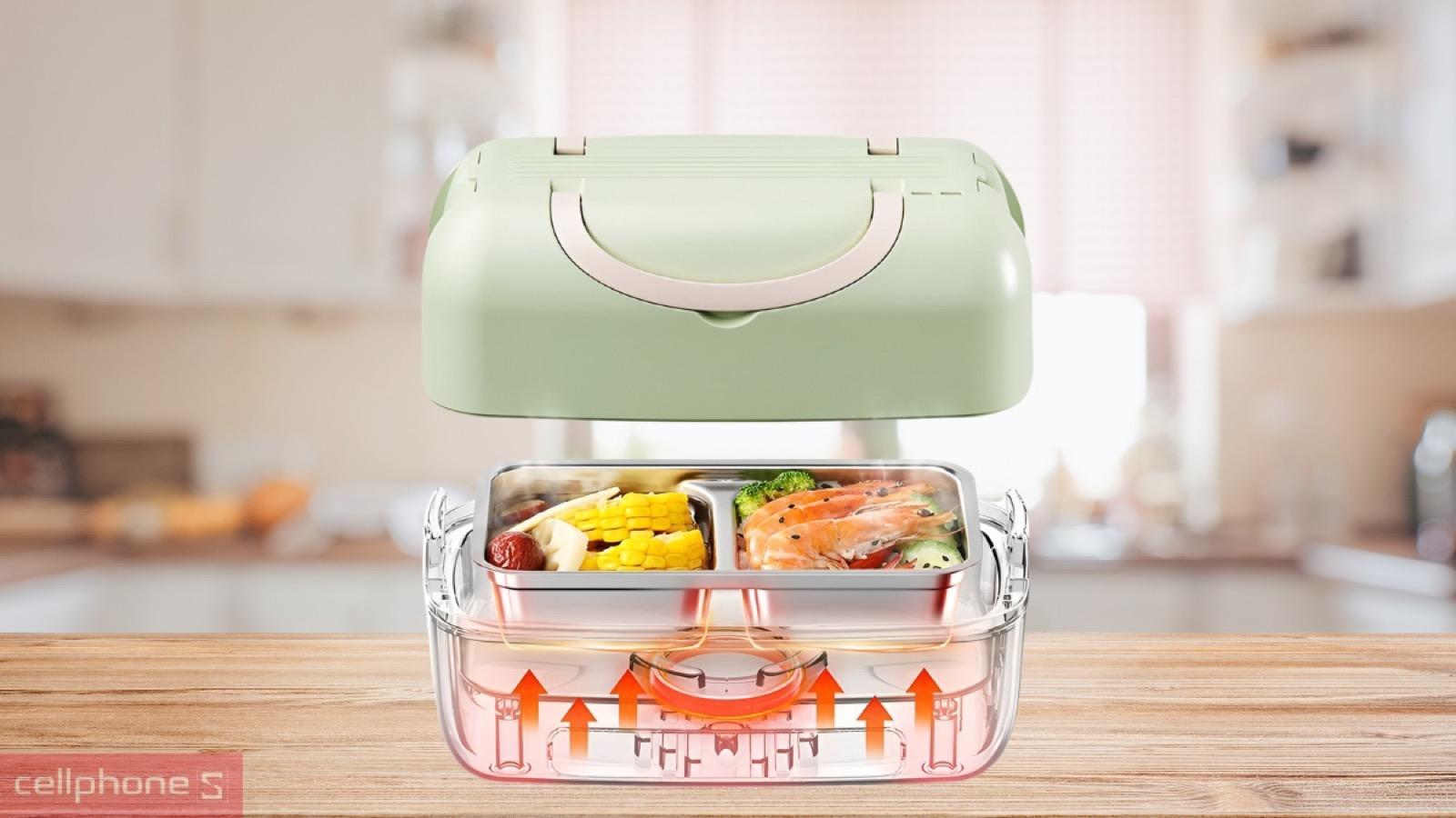 Công nghệ hơi nhiệt tuần hoàn 360 độ trên Hộp cơm hâm nóng MAGIC A-003 làm nóng đồng đều