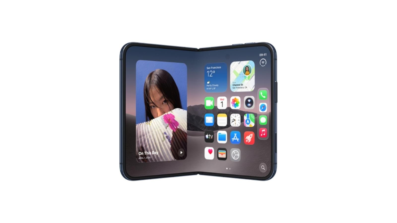 Bản lề hơn 100 linh kiện của iPhone Duo 2TB cho phép giữ máy đứng vững ở nhiều góc mở