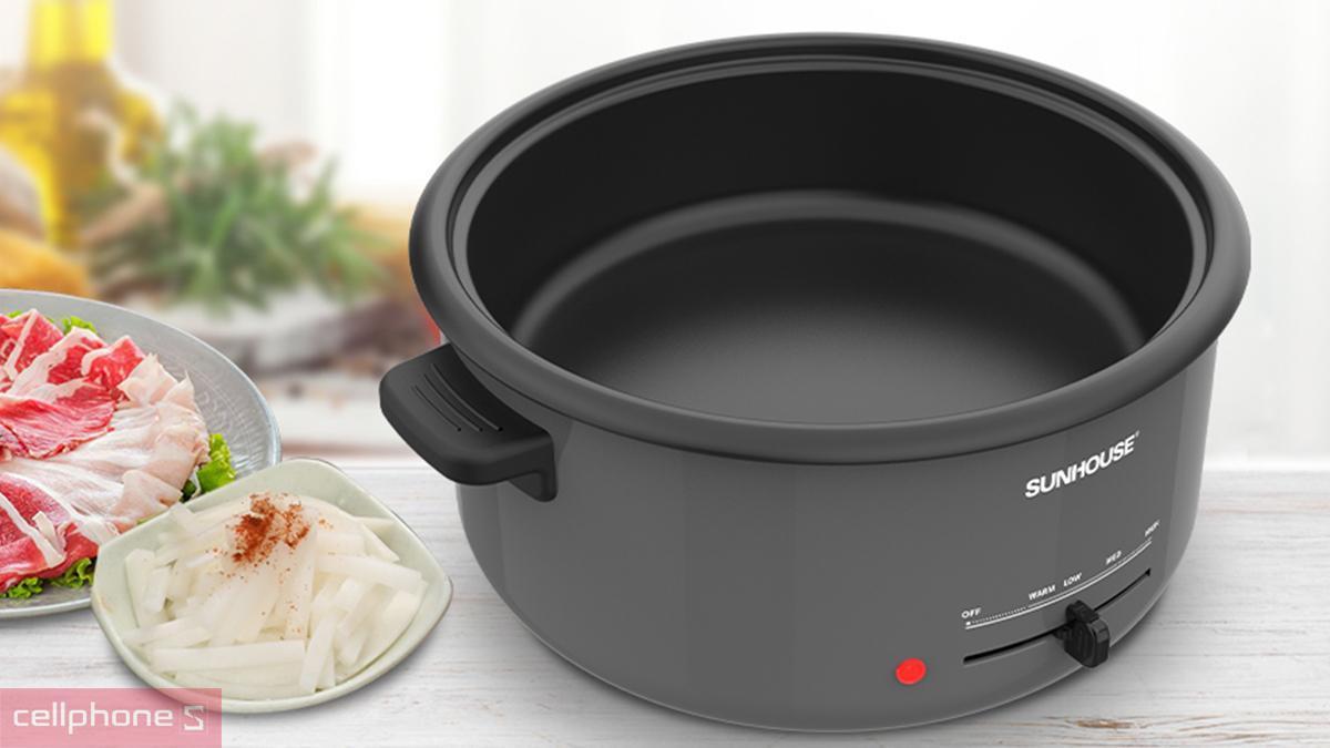 Lòng nồi SUNHOUSE SHD4523 làm từ hợp kim nhôm ngăn dính tốt