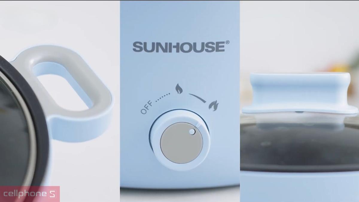 Nồi lẩu điện Sunhouse SHD4528  được hỗ trợ núm xoay điều chỉnh nhiệt