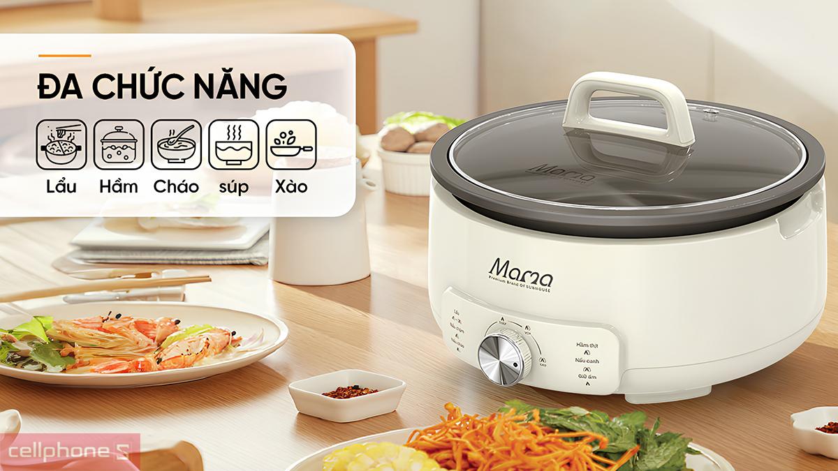 Nồi lẩu điện Sunhouse SHD4548 gồm có 5 chế độ nấu chính: lẩu, hầm, cháo, súp, xào