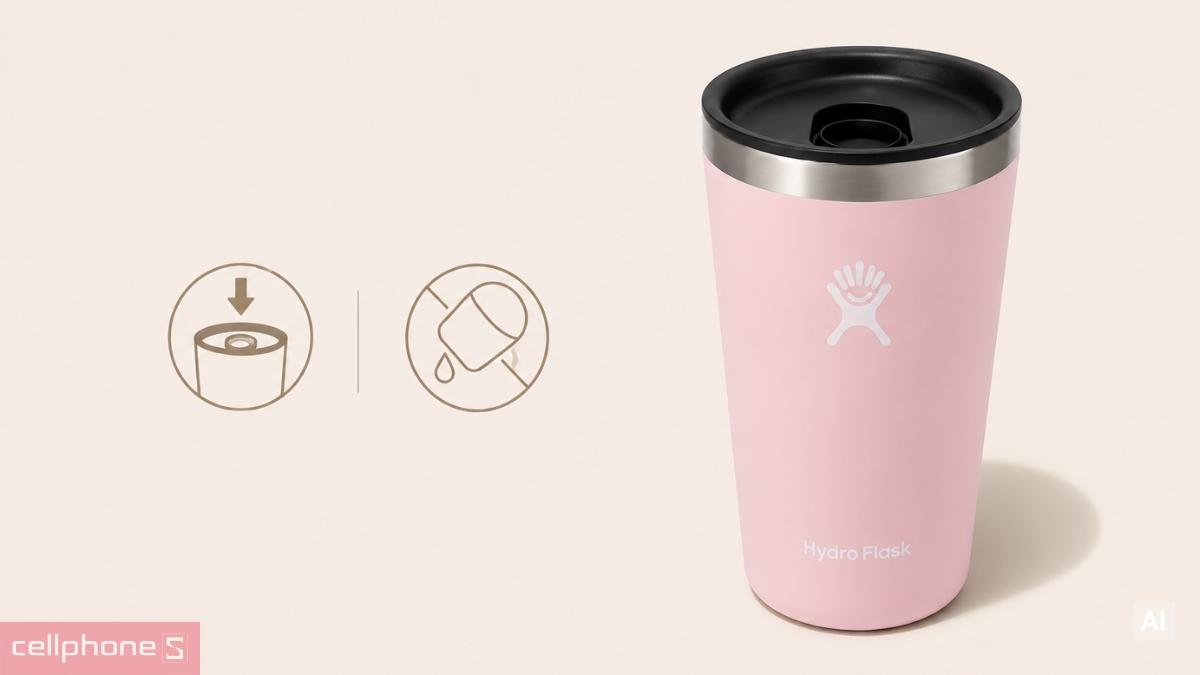 Nắp Press-In hạn chế tràn trên Ly giữ nhiệt Hydro Flask All Around Tumbler Press-In Lid 354ml T12CPB