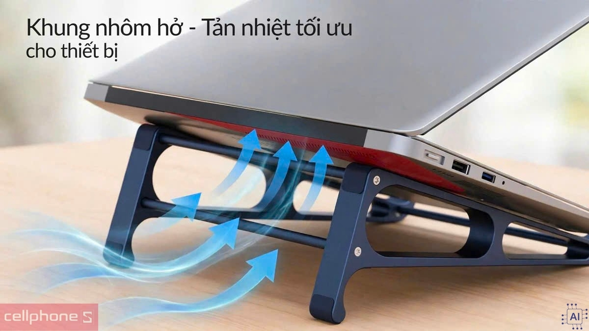 Giá đỡ Laptop/Macbook Orico MA13 thiết kế hợp kim nhôm dạng hở giúp thiết bị tản nhiệt dễ dàng