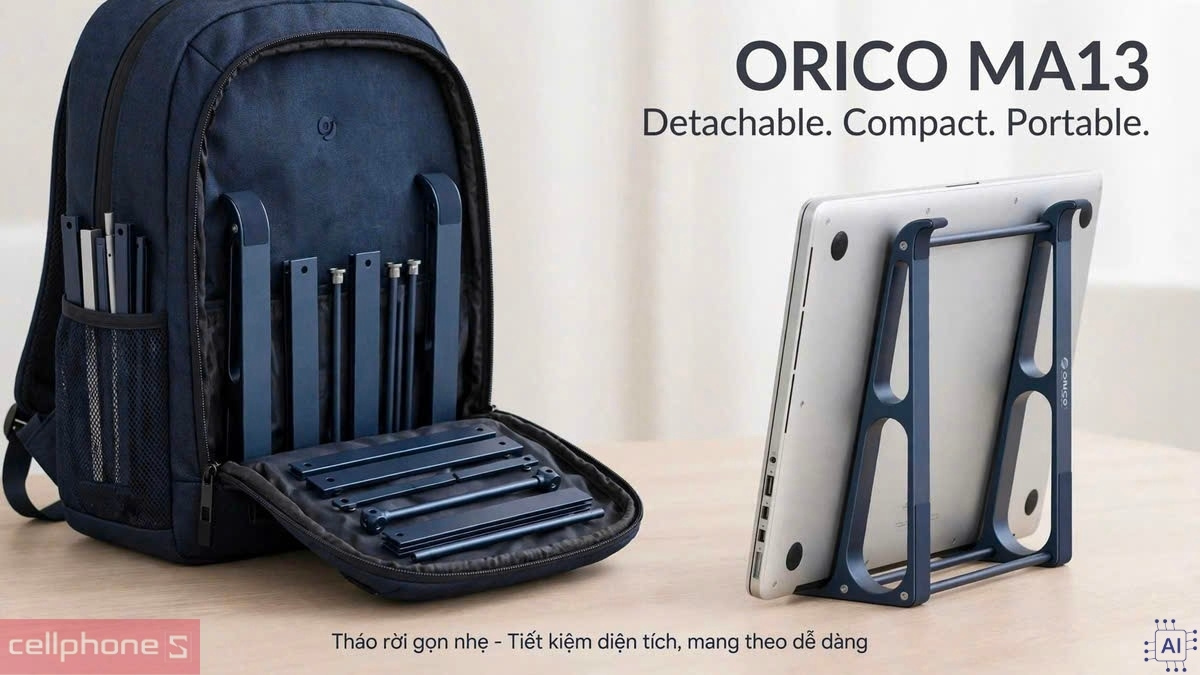 Giá đỡ Laptop/Macbook Orico MA13 có thể tháo rời tiết kiệm được diện tích và mang theo dễ dàng