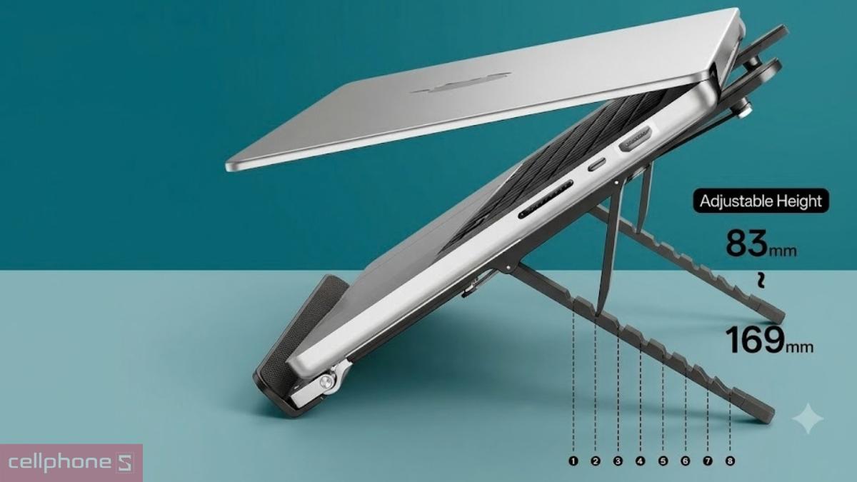 Điều chỉnh độ cao trên giá đỡ Laptop/Macbook Wiwu ZM-015