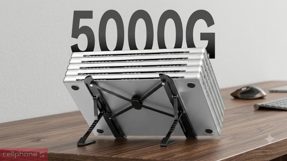 Khung tam giác kép và thanh giằng chữ X của giá đỡ Laptop/Macbook Wiwu ZM-015