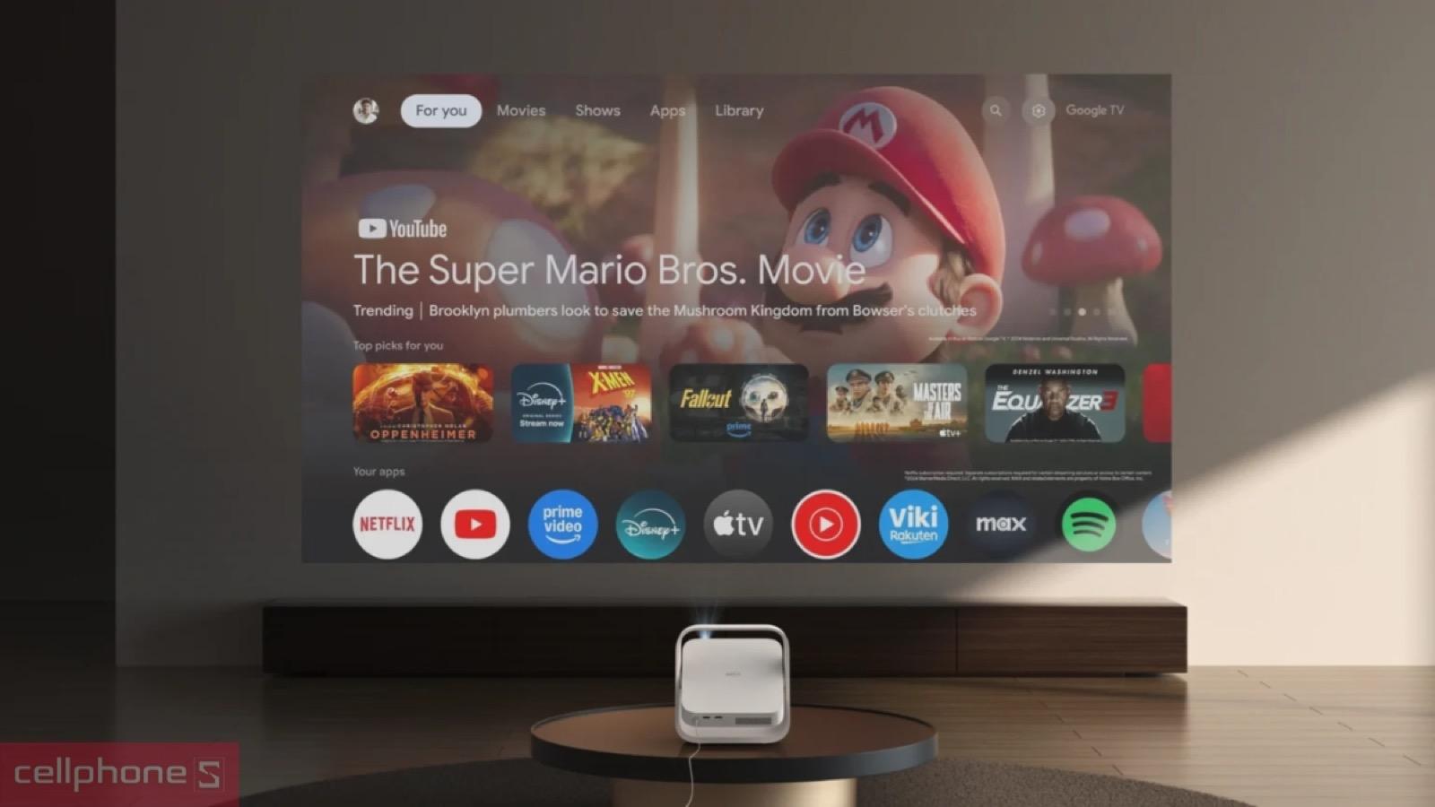 Giao diện Google TV với kho ứng dụng phong phú trên máy chiếu XGIMI Elfin Flip Plus