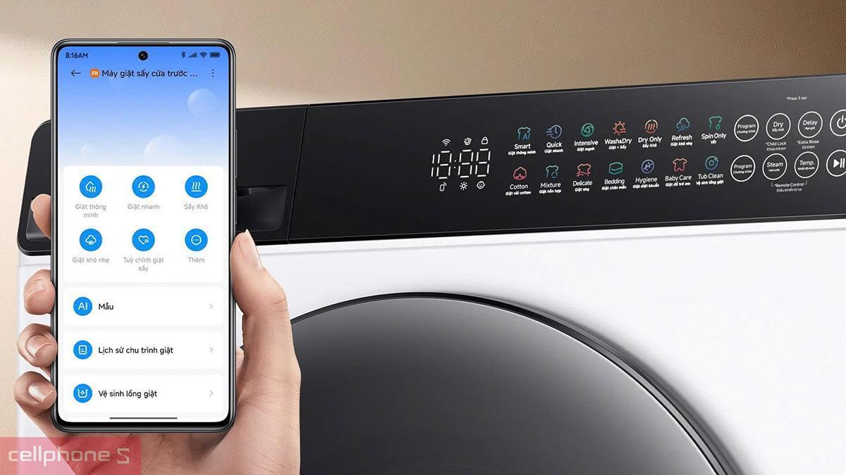 Điều khiển máy giặt Mijia cửa ngang 9kg 2026 WM090MJA08VN qua ứng dụng Xiaomi Home