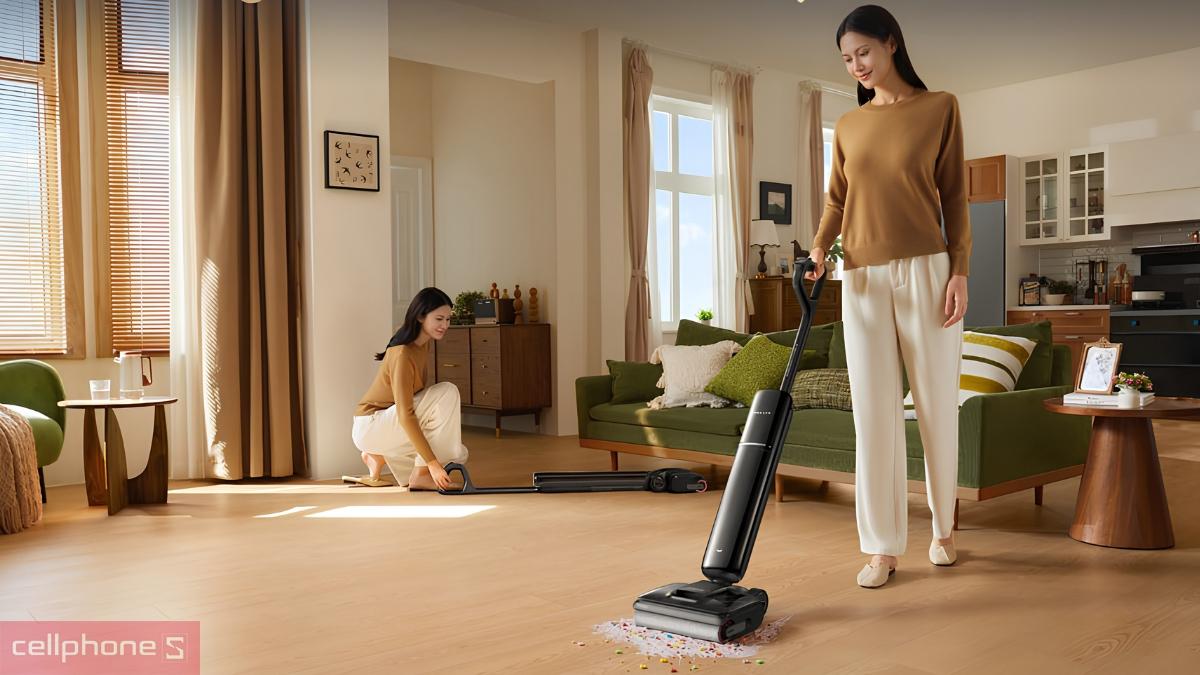 Cảm biến AI nhận diện vết bẩn trên máy hút bụi lau nhà cầm tay Dreame H16 FlexReach
