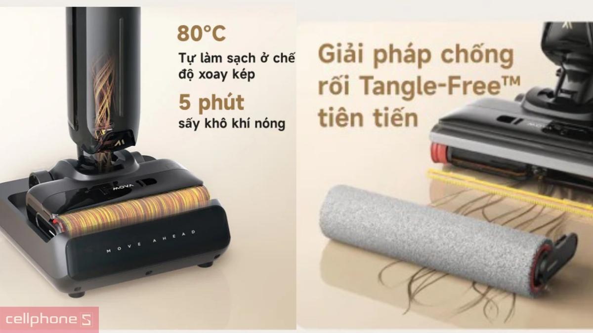 Công nghệ Tangle-Free trên Máy hút bụi lau nhà cầm tay Mova K30 Pro