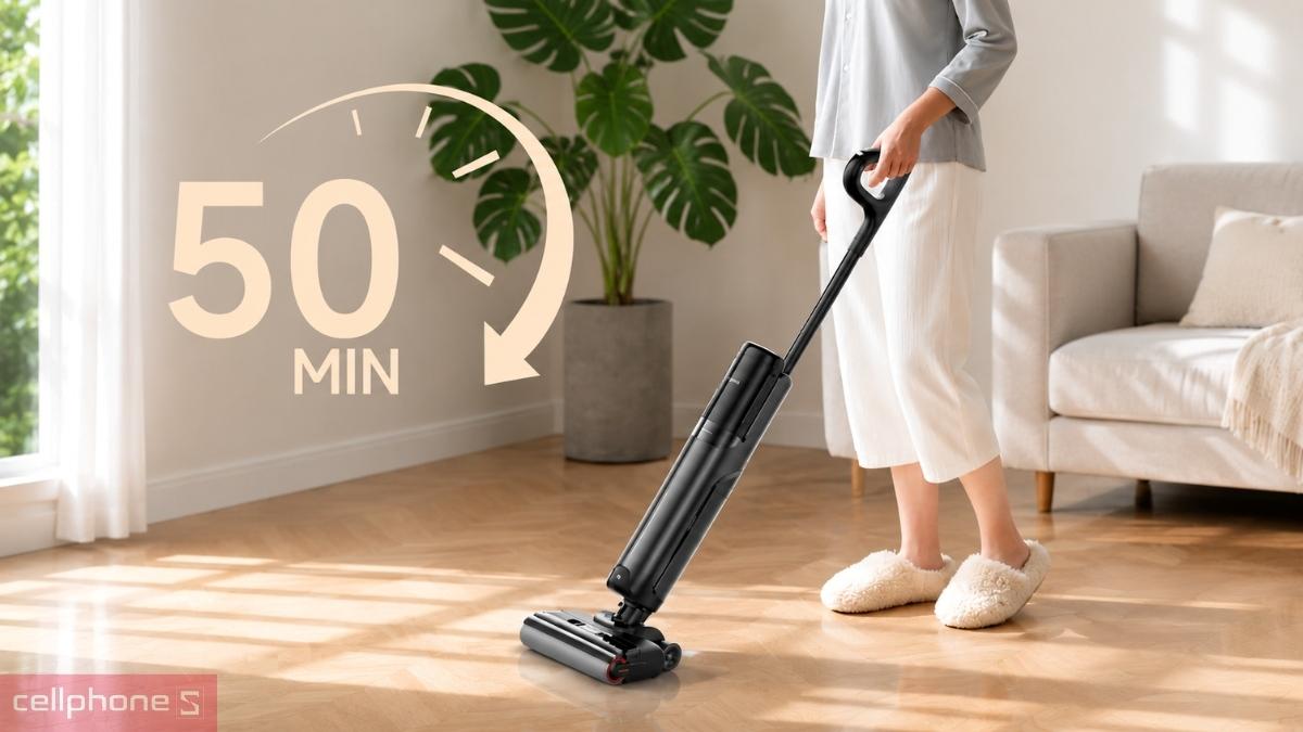 Thời lượng pin bền bỉ của Máy hút bụi lau nhà cầm tay Mova K30 Pro