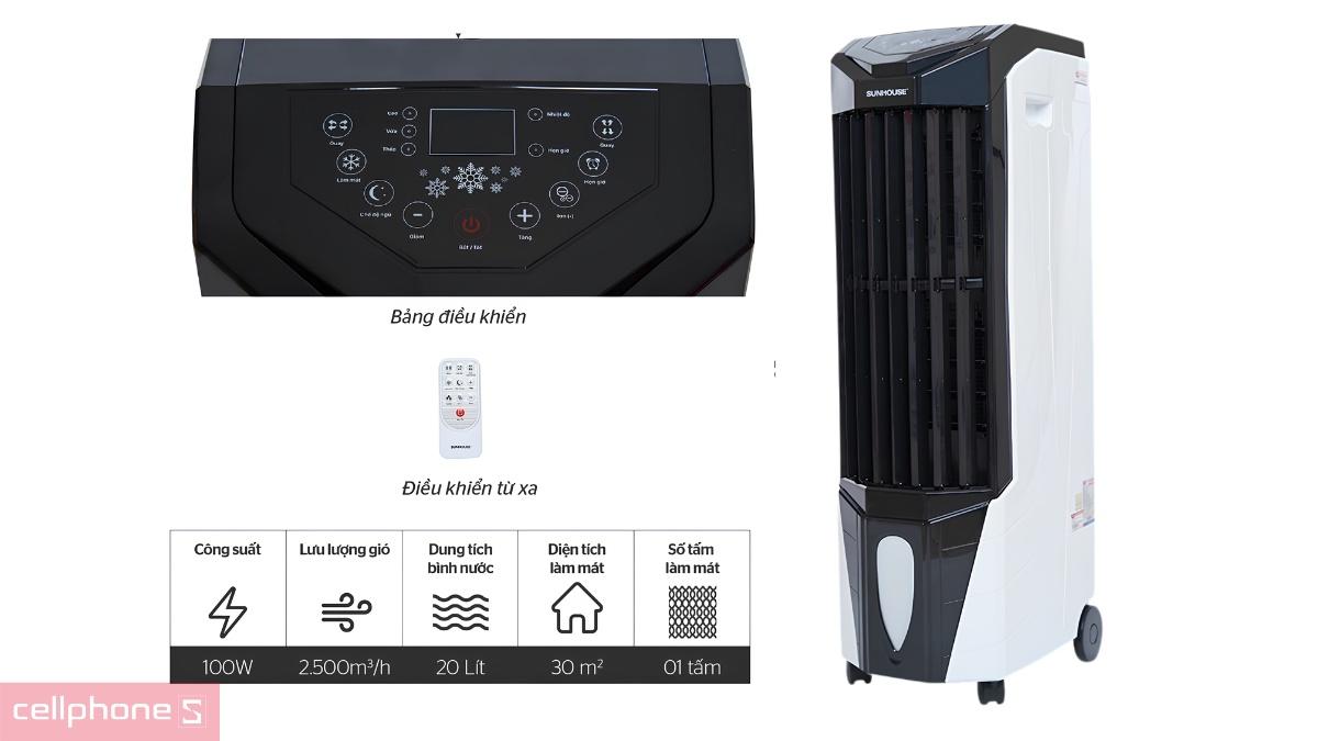 Cách điều khiển máy làm mát không khí Sunhouse SHD7719