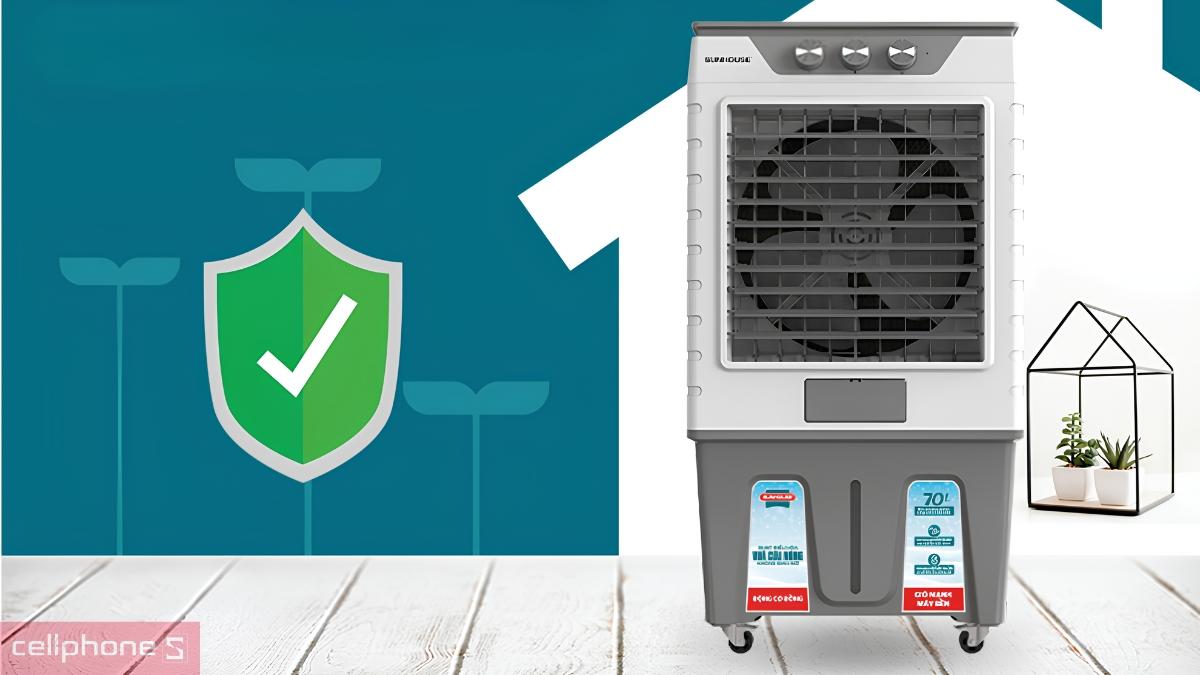 Máy làm mát không khí SUNHOUSE SHD7777 vận hành êm ái với độ ồn dưới 70dB