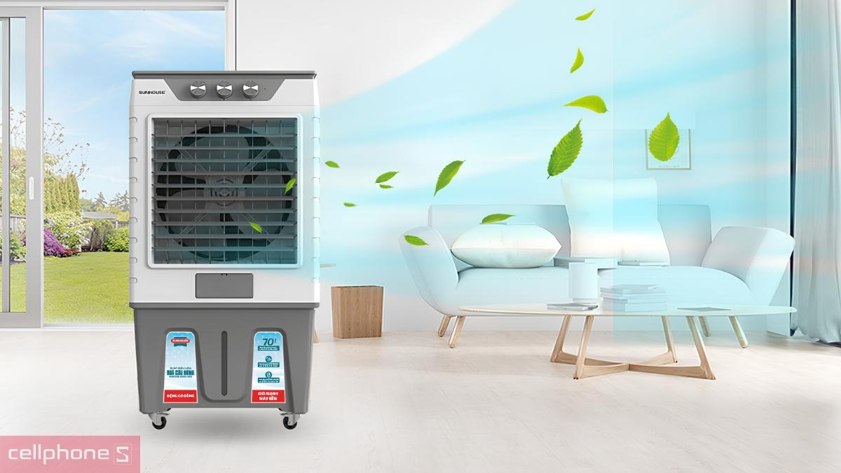 Vỏ máy làm mát không khí SUNHOUSE SHD7777 được làm từ nhựa ABS trắng sang trọng