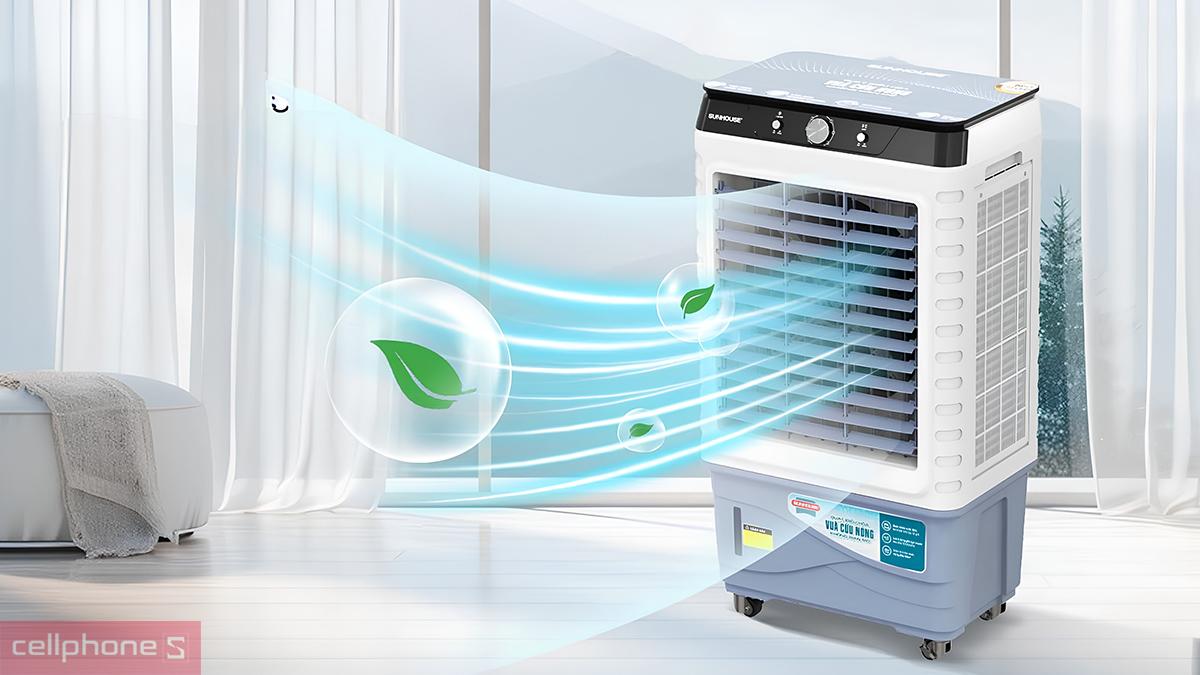 Máy làm mát không khí Sunhouse SHD7789 vận hành tiết kiệm điện với công suất 190W