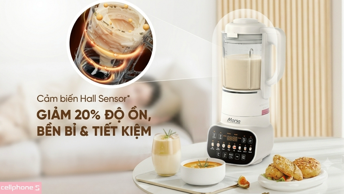 Máy làm sữa hạt đa năng SUNHOUSE MAMA SHD5268 trang bị cảm biến Hall Sensor giảm 20% độ ồn
