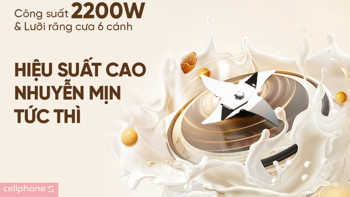 Máy làm sữa hạt đa năng SUNHOUSE MAMA SHD5268 lưỡi răng cưa 6 cánh bền bỉ