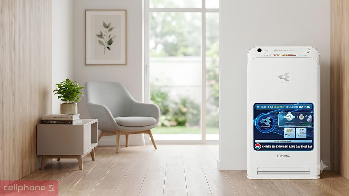 Máy lọc không khí Daikin MC55UVM6-7 dạng tháp vuông, đặt được sát tường