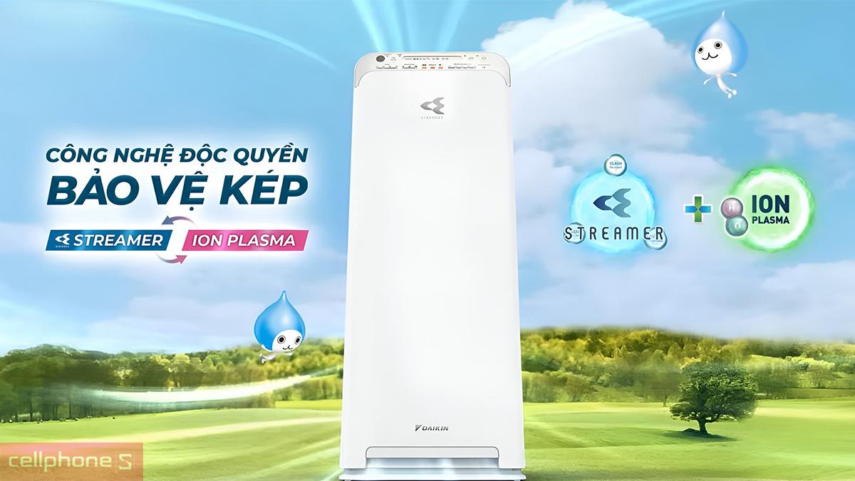 Máy lọc không khí Daikin MC55UVM6-7 tích hợp Streamer và Ion Plasma để loại bỏ hiệu quả tác nhân gây hại