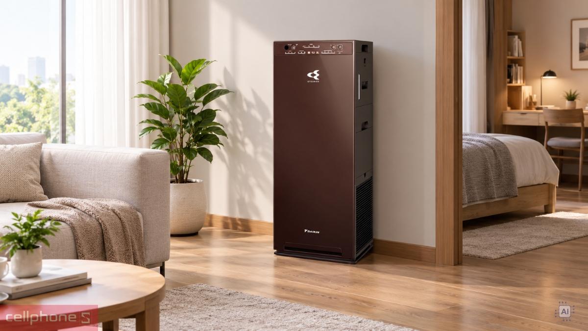 Máy lọc không khí Daikin MCK555AVMV có cấu trúc tháp đứng gọn gàng