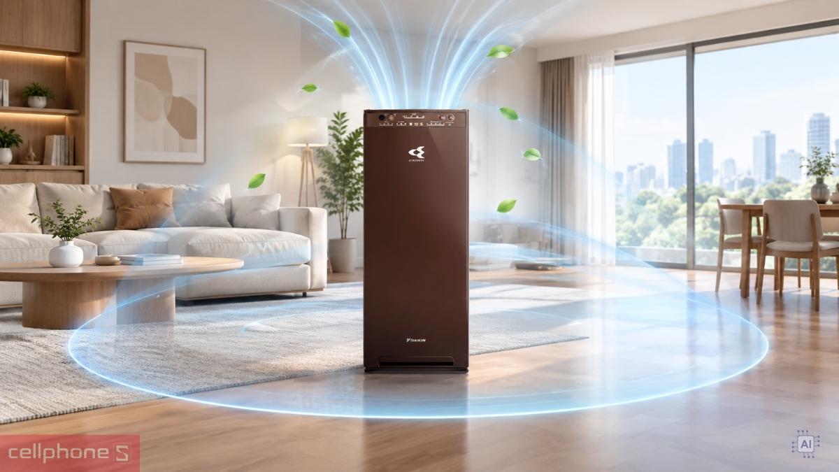 Máy lọc không khí Daikin MCK555AVMV có phạm vi lọc ở những nơi có diện tích 41m²
