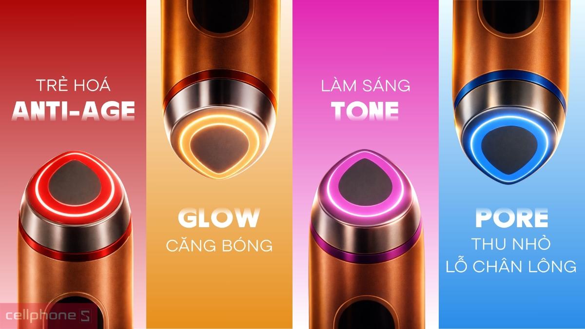Máy nâng cơ đẩy tinh chất 10 in 1 Glow + Youth Booster Device Emmié by Happyskin có 4 chế độ