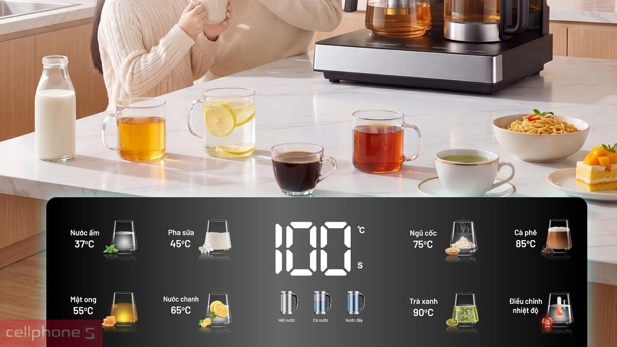 Màn hình LED hiển thị menu đồ uống 3D của Máy pha trà nước nóng để bàn Fujihome TB503T