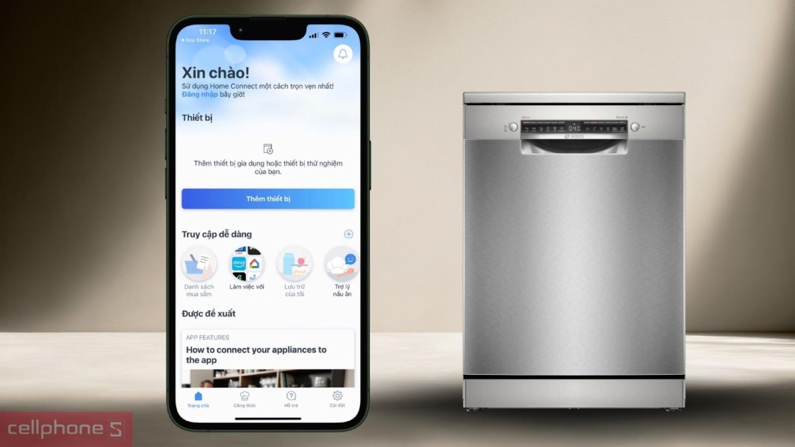 Quét mã QR để ghép nối Máy rửa bát độc lập Bosch 13 bộ Series 4 (SMS4HTI16E)