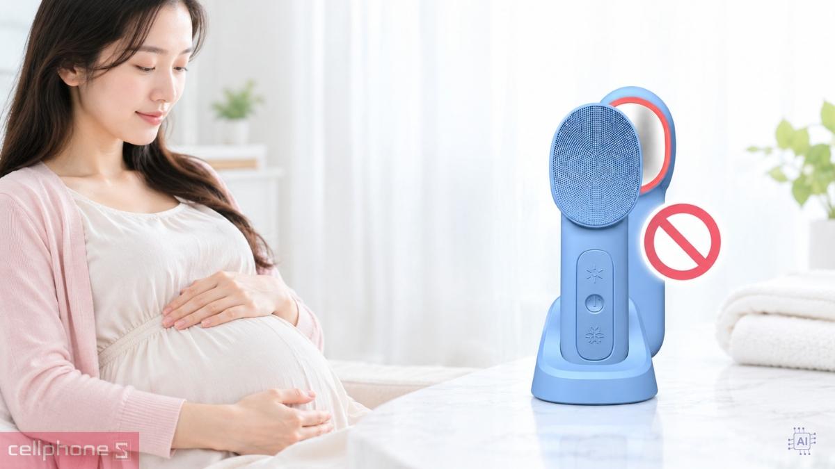 Phụ nữ mang thai nên hỏi ý kiến bác sĩ trước khi dùng máy rửa mặt Emmié đa năng Sonic Radiant 5-in-1 Beauty Device