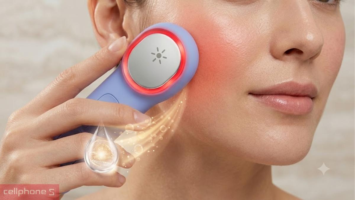 Máy rửa mặt Emmié đa năng Sonic Radiant 5-in-1 Beauty Device có nhiệt nóng 42 ± 2°C giúp làm ấm lỗ chân lông