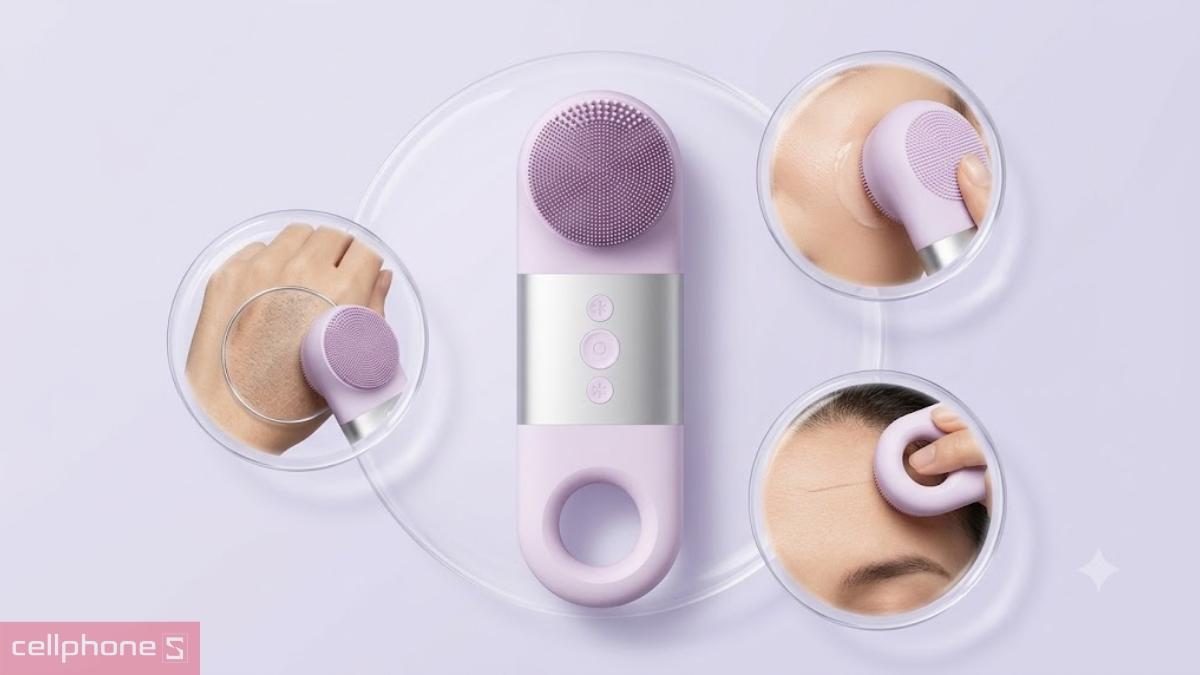 Máy rửa mặt Emmié đa năng Sonic Radiant 5-in-1 Beauty Device Deluxe Silver Edition phù hợp người chăm sóc da mỗi ngày