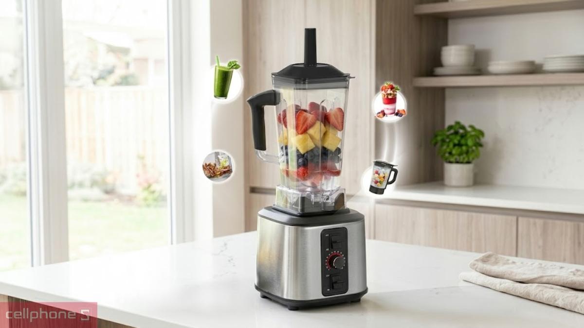 Máy xay sinh tố công nghiệp Sunhouse SHD5380 với 15 tốc độ xay cùng 2 chế độ xay linh hoạt